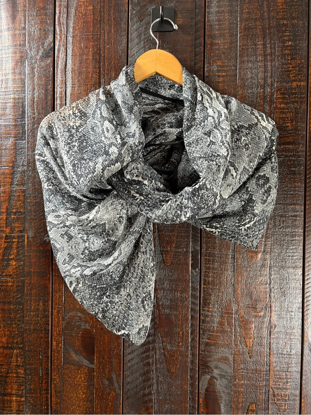 Cejon Gray Snake-Print Shawl Wrap